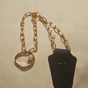 Fashion Jewelry Gold Chain Necklace with Pearl Charm